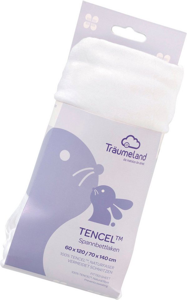 Bettlaken hochwertiges Spannbetttuch aus Tencel® für extra hohe Matratzen, Träumeland, Tencel®, Gummizug: rundum, (1 Stück), Tencel® sorgt für ein besonders trockenes, gesundes Schlafklima von Träumeland