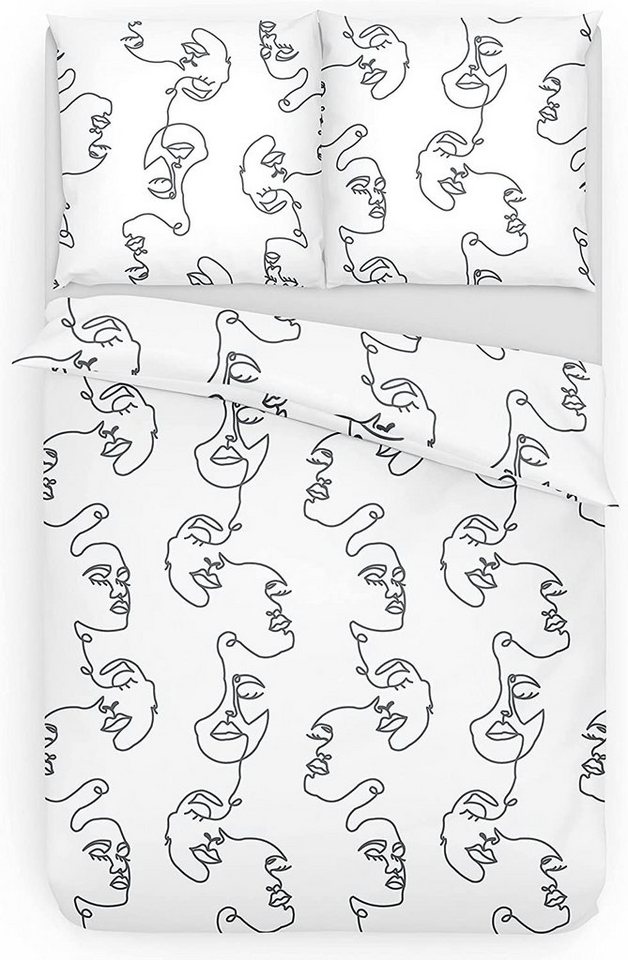 Träumschön Bettwäsche Renforce Bettwäsche Muster ONE LINE, Line Art Bettwäsche weich von Träumschön