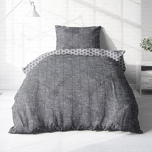 Träumschön Biber Bettwäsche Set 2tlg 135x200 cm + 80x80 cm – Flauschige Bettwäsche Grau – Weiche Winterbettwäsche mit Punkten - Atmungsaktiv, Warm & Hautfreundlich - 100% Baumwolle Träumschön Biber Bettwäsche Set 2tlg 135x200 cm + 80x80 cm – Flauschige Bettwäsche Grau – Weiche Winterbettwäsche mit Punkten - Atmungsaktiv, Warm & Hautfreundlich - 100% Baumwolle von Träumschön