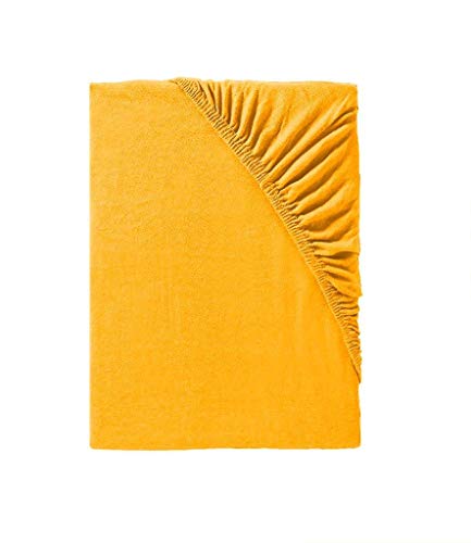Jersey Spannbettlaken gelb 90x200 bis Spannbettlaken 100x200 cm flexibel - Weiches Jersey Spannbetttuch - Ideal kombinierbar zu gelbe Bettwäsche von Träumschön