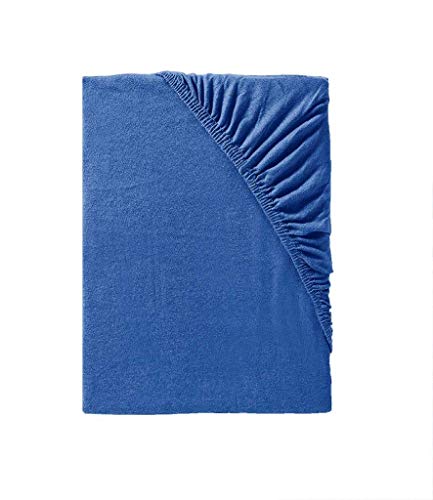 Spannbettlaken 140x200 bis Bettlaken 160x200 Matratzen Größe - Mako Jersey Spannbetttuch in Royal Blau - Ideale Bettlaken für einen schönen Bettbezug von Träumschön