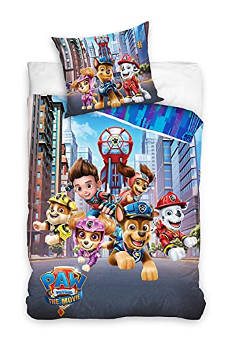 Träumschön Paw Patrol Bettwäsche 135x200 80x80 - Paw Patrol: Der Kinofilm - 100% Baumwolle - Chase Paw Patrol Mighty Pups Bettwäsche 135x200 von Träumschön