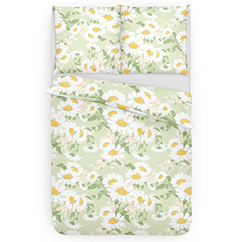 Träumschön Renforce Bettwäsche 155x220 Baumwolle Blumen - Margeriten Blumen Bettwäsche 155x220 - Bettwäsche Blumen Muster - Sommerbettwäsche von Träumschön