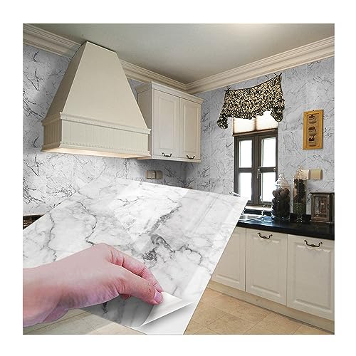 10 Stück Fliesenaufkleber Küche Bad 15x15 cm Weiß Marmor, Fliesenfolie Selbstklebende Fliesen Backsplash Badezimmer Küchen, Fliesensticker Dekorative Abziehbar Wasserdicht von Trafagala