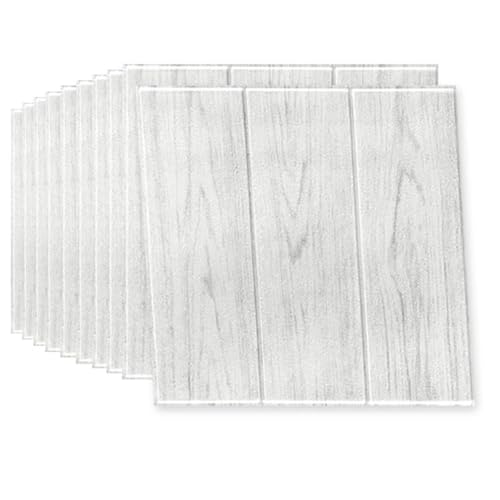 30PCS 3D Wandpaneele Holzoptik Styroporplatten Deckenpaneele aus XPS 35x35cm - Moderne Deckenverkleidung aus Styropor Kunststoff Wandplatten Feuchtraumgeeignet Deckenplatten Selbstklebend weiße Eiche von Trafagala