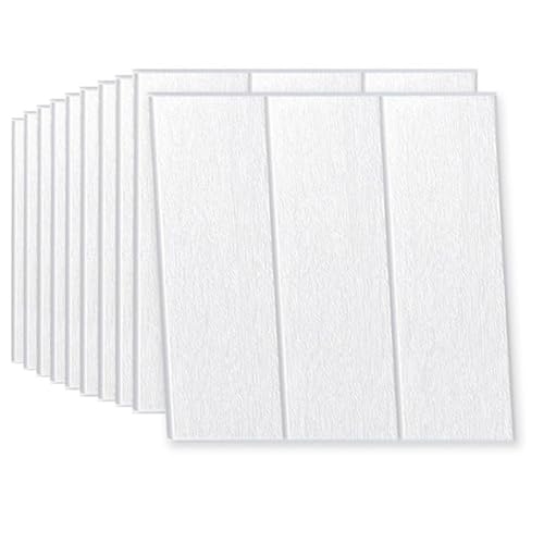 40PCS 3D Wandpaneele Holzoptik Styroporplatten Deckenpaneele aus XPS 35x35cm - Moderne Deckenverkleidung aus Styropor Kunststoff Wandplatten Feuchtraumgeeignet Deckenplatten Selbstklebend Weiß von Trafagala