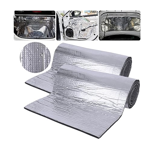 Dämmmatte auto Dämmung Stärke Selbstklebende Dämmschaummatte Motorraumdämmung Schalldämmung Schaumstoff Fahrzeug-Isolierung Isoliermatte ,200x50x1cm,2 stück silber von Trafagala