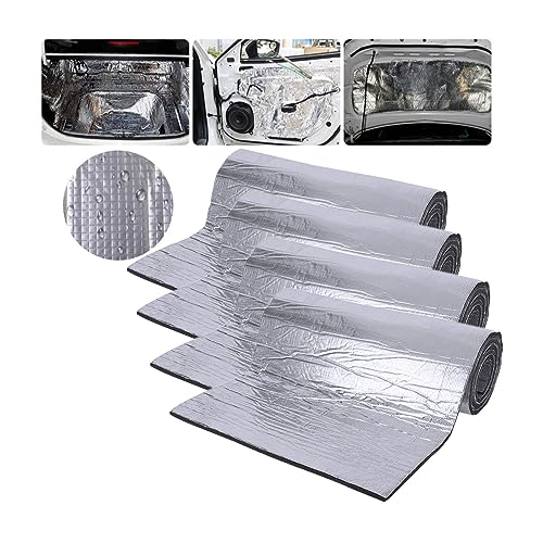 Dämmmatte auto Dämmung Stärke Selbstklebende Dämmschaummatte Motorraumdämmung Schalldämmung Schaumstoff Fahrzeug-Isolierung Isoliermatte ,200x50x1cm,4 stück silber von Trafagala
