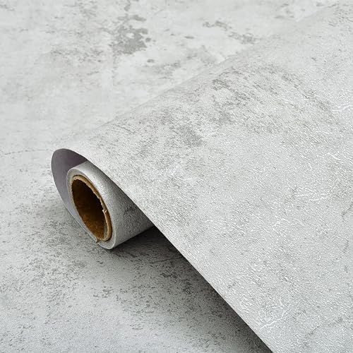 Selbstklebende Hellgrau Riss Selbstklebend Betonoptik Tapete Graue Betonzement Tapeten Abziehen Wasserdicht 3D Beton Klebetapete Möbelaufkleber Vinyl Folie Matt Klebefolie Wandfolie für Badezimmer von Trafagala