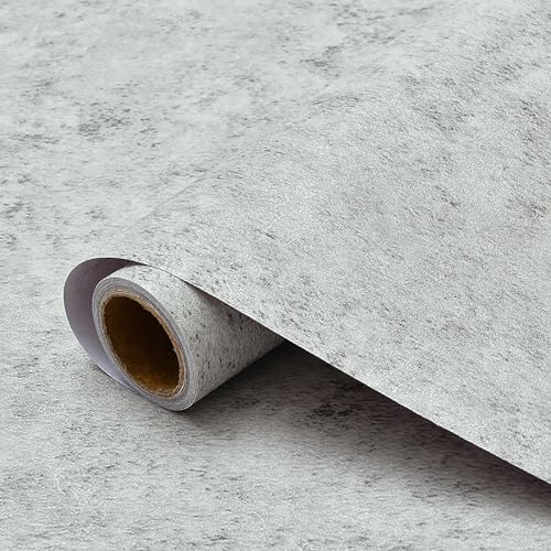 Selbstklebende Hellgrau Selbstklebend Betonoptik Tapete Graue Betonzement Tapeten Abziehen Wasserdicht 3D Beton Klebetapete Möbelaufkleber Vinyl Folie Matt Klebefolie Wandfolie für Badezimmer von Trafagala