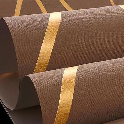 Trafagala 0,53 x 9,5 m Taupe International Wallpaper Moderne minimalistische Vliestapete Kurve geprägte Tapetenrolle, Leicht Glänzend - Streifentapete Wanddekoration in Wohnzimmer, Schlafzimmer von Trafagala