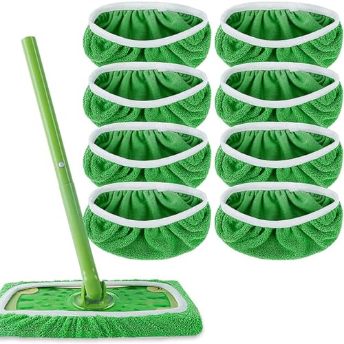 Trafagala 8PCS Mehrwegtücher mehrweg flachmopptuch für Swiffer Sweeper Mop supermop bodenwischer tücher wiederverwendbar Pads Reusable Waschbare Nachfüllpacks für Nass- und Trockengebrauch von Trafagala