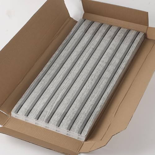 Trafagala Holz Wandpaneele Selbstklebend Holzoptik Akustikpaneele,1.8m²-10 Stück 60x30cm Akustikplatten selbstklebend, Akustik paneele Holzverkleidung Wand für Wanddekoration, Grau von Trafagala