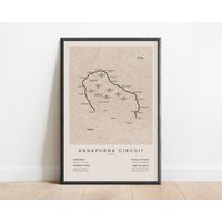 Annapurna Platine Print | Circle Map Poster Nepal Trekking Himalaya Wandern Wandkunst Naturliebhaber Geschenk von TrailGoals