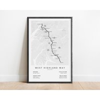West Highland Way Trail Druck | Schottland Fernwandern Poster England Wanderkarte Vereinigtes Königreich Wandern Wandkunst Walking Decor von TrailGoals