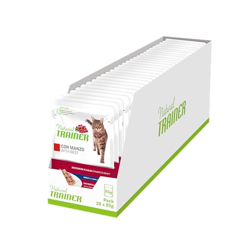 Natural Trainer Nassfutter für Erwachsene Katzen mit Rind, 28 x 85 g von Trainer