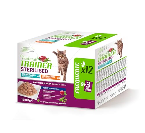 Natural Trainer Nassfutter für Erwachsene Katzen, sterilisiert, Multipack Truthahn und Kabeljau, 12 x 85 g Natural Trainer Nassfutter für Erwachsene Katzen, sterilisiert, Multipack Truthahn und Kabeljau, 12 x 85 g von Trainer
