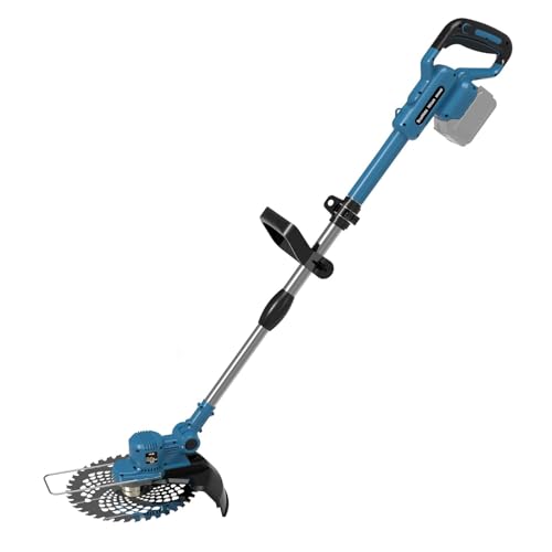 Rasentrimmer mit Akku, Akku Rasentrimmer für Makita Akkus mit 6 Klingentypen, Freischneider Akku für Garden Trimmen (Blau) von Trajinlity