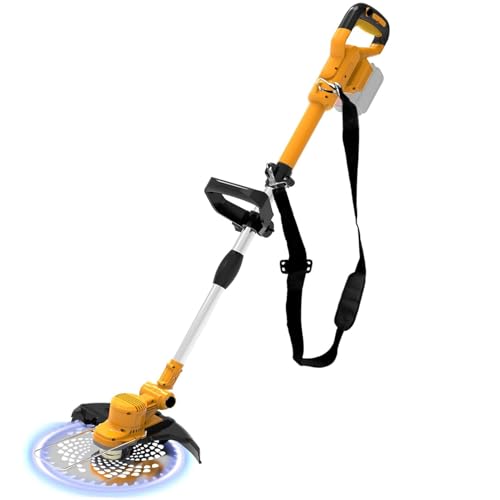 Rasentrimmer mit Akku und Unkrautbürste, Akku Rasentrimmer für Makita Akkus mit 6 Klingentypen, Freischneider Akku für Garden Trimmen (Orange) von Trajinlity