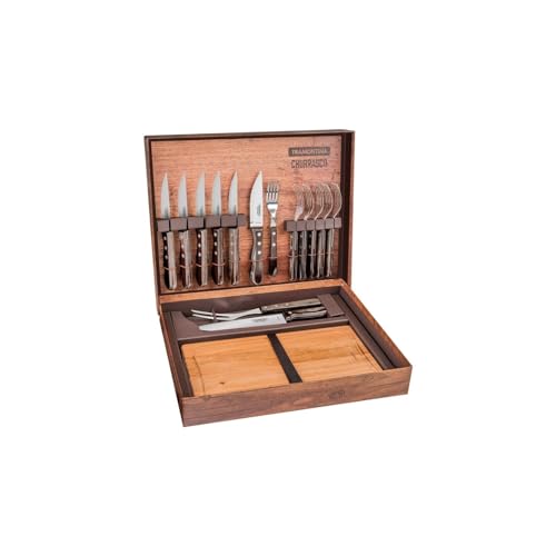 BBQ-Set Jumbo, 15-TLG., Grillset, Grillbesteck, Steakbesteck, Schneidebrett von Tramontina Churrasco