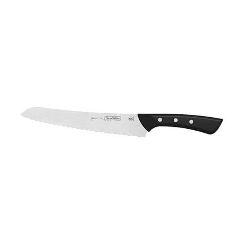 Tramontina SOLUTTA Brotmesser, 20 cm, Küchenmesser aus rostfreiem Edelstahl, Wellenschliff, ergonomischer Griff, NSF-zertifiziert, spülmaschinenfest, präzise und scharf von Tramontina