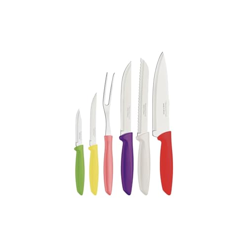 Tramontina Küchenmesser Set, 6 teilig, Universalmesser, Gemüsemesser, verschiedene Messer, Edelstahl von Tramontina