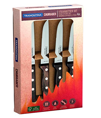 Tramontina Gaucho Steakmesser, 4 teiliges Set, Edelstahl AISI 420, Echtholz 24 von Tramontina