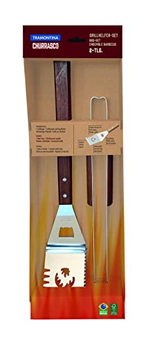 Tramontina CHURRASCO Grillhelfer, Grillbesteck, Holzgriff FSC, Edelstahl (Grillhelfer Set 2-TLG.) von Tramontina