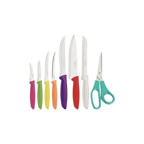 Tramontina PLENUS Messerset, Küchenmesserset, Edelstahl (Küchenmesserset 8-teilig), Bunt von Tramontina
