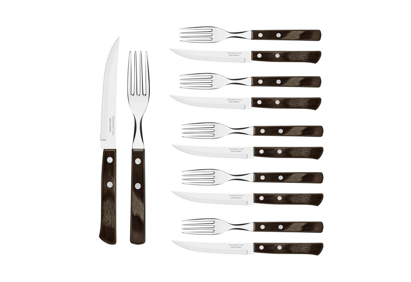 Tramontina Steakbesteck Pizzabesteck, 12-tlg. Set - mit FSC Holzgriff (12-tlg), 6 Personen, Edelstahl, scharfe Klinge, FSC Echtholzgriffe, spülmaschinenfest Tramontina Steakbesteck Pizzabesteck, 12-tlg. Set - mit FSC Holzgriff (12-tlg), 6 Personen, Edelstahl, scharfe Klinge, FSC Echtholzgriffe, spülmaschinenfest von Tramontina
