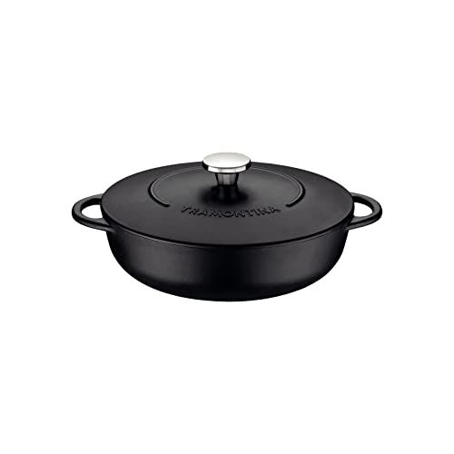 Tramontina TRENTO Wok aus Gusseisen mit Deckel, 5l, Durchmesser 32 cm (Gusseisen Antihaft, Ø 28 cm - 4,1 L) von Tramontina