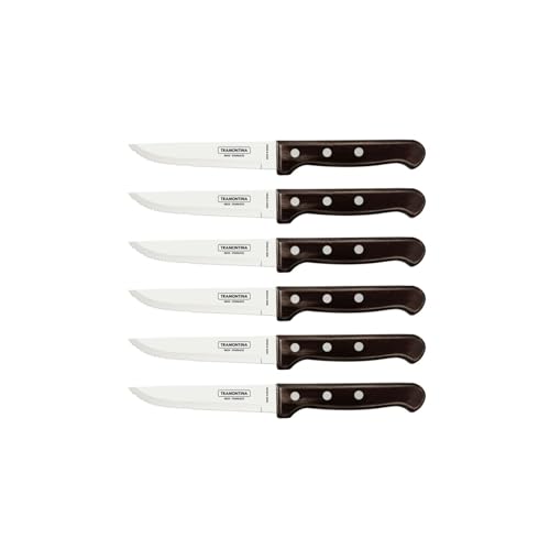 Tramontina Steakmesser Gaucho, Set 6-teilig, Edelstahl, Holzgriff braun, FSC von Tramontina