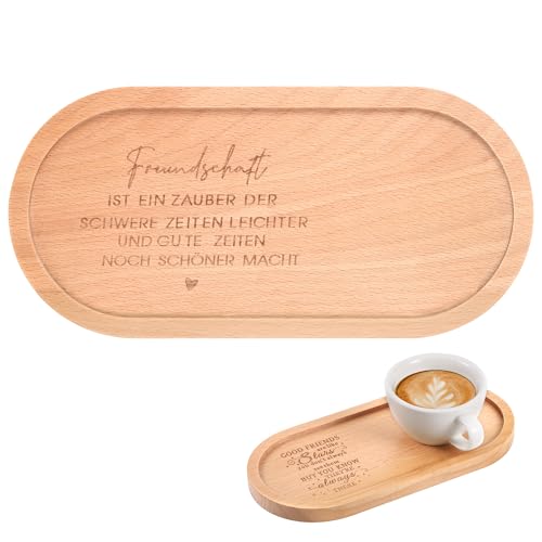 TranRantic Geschnitztes Holz Tablett mit Gravur Freundschaft, Beste Freundin Geschenke, Persönliches Freundschaft Geschenk, Kleines Tablett für Deko Weihnachten Geburtstage Jubiläen Restaurant von TranRantic