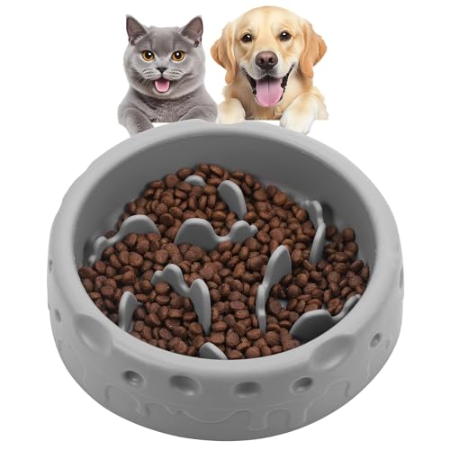 TranRantic Slow Feeder Hundenapf, Silikon Antischlingnapf Hunde, Rutschfestem Saugnapfboden, Sicherer Schlingnapf Hundes für Haustierkatzen und -Hunde, Gesunde Verdauung(Grau) von TranRantic