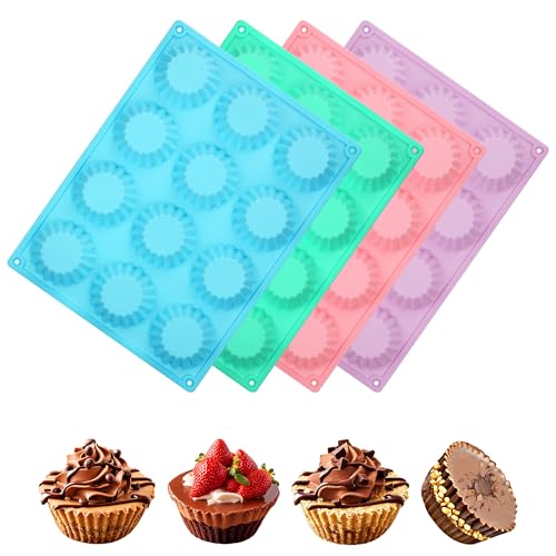 Tranrantic 4 Stück Pralinenform Silikon Schokoladenform, Mehrweg Schokolade Form, Flexible Silikonform für Praline Süßigkeiten Schokolade Gelee (Blau, Grün, Pink, Lila) von TranRantic
