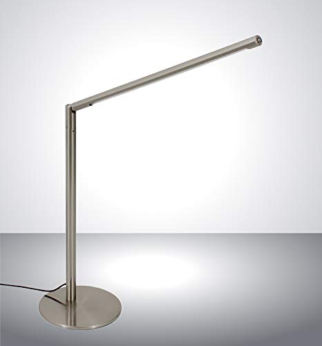 Trango 7489 LED Tischleuchte *STRAIGHT* Edelstahl-Optik Schreibtischlampe I Tischlampe I Leseleuchte I Lichtleise inkl. 1x 6.5 Watt LED Modul - 400 Lumen LED Leuchtmittel 3000K warmweiß von Trango