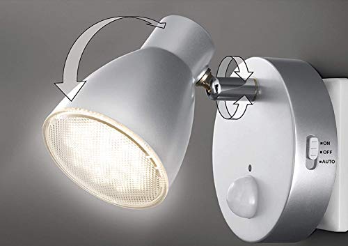 Trango 2635-014 LED Sensor Nachtlicht in Titan mit Automatikfunktion direkt 230V mit Bewegungssensor I Sicherheitslicht I Steckdose Lampe I Wandlampe I Orientierungslicht I Kinder Nachtlicht von Trango