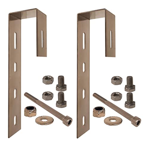 TRANGO 2er Pack ST-0201S Solarmodul Edelstahl Balkonhaken für Eckig Balkongelände, Balkonkraftwerk Halterung, Universal Solarmodul Haken, Solarpanel Aufhänger, Eckig Rohr bis 50mm Ø Balkon Befestigung von Trango