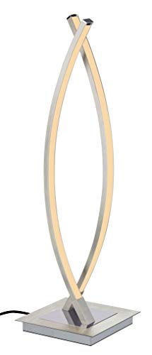 Trango Modern Stufenlos dimmbar *TWINLIGHT* LED Schreibtischlampe TG2019-02XXL in Nickel matt Halbrund Lichtleiste, Tischleuchte, Nachttisch Lampe incl. je 2x 6 Watt LED Modul 3000K warmweiß von Trango