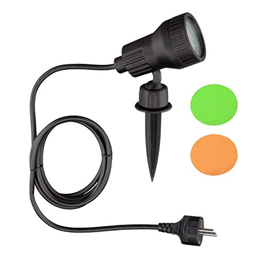 Trango 1-flammig IP44 Gartenleuchte 3075 Außenleuchte *SOPHIA* inkl. 1x GU10 LED Leuchtmittel – 3000K warmweiß & 2 Meter Zuleitungskabel als Teichstrahler, Gartenlampe, Außenlampe, Wegbeleuchtung von Trango