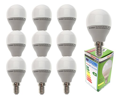 Trango 10er Pack E14035GD*10 LED Globe Birne 3-Stufen dimmbar - 5 Watt - 400 Lumen 3000K Warmweiß - Ersatz für 40W Glühbirne - Kugel LED Lampe Leuchtmittel mit E14 Fassung Abstrahlwinkel 170° von Trango