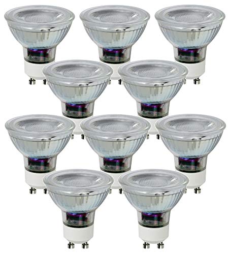 Trango 10er Pack GU10COBSD-10 dimmbar GU10 LED Leuchtmittel 3000K warmweiß zum Austauschen GU10 & MR16 Halogen Leuchtmittel, für Einbauleuchten, Deckenstrahler, Einbaustrahler, Deckenleuchte, Spots von Trango