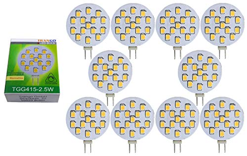 Trango 10er Set G415-2.5 LED Leuchtmittel G4 Fassung zum Austausch G4 MR16 Halogen Leuchtmittel 12Volt AC/DC 2.5 Watt 250 Lumen 3000K warmweiß Möbel Einbaustrahler, Schrank Einbauleuchte Trango 10er Set G415-2.5 LED Leuchtmittel G4 Fassung zum Austausch G4 MR16 Halogen Leuchtmittel 12Volt AC/DC 2.5 Watt 250 Lumen 3000K warmweiß Möbel Einbaustrahler, Schrank Einbauleuchte von Trango