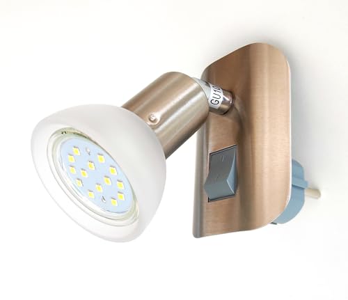 Trango 11-042 LED Steckerlicht *CALI* in Nickel matt mit Glasschirm Steckerleuchte inkl. 1x GU10 LED Leuchtmittel 3000K warmweiß & Kippschalter Leselampe, Küchenlampe, Steckdosenlampe, Wandlampe Trango 11-042 LED Steckerlicht *CALI* in Nickel matt mit Glasschirm Steckerleuchte inkl. 1x GU10 LED Leuchtmittel 3000K warmweiß & Kippschalter Leselampe, Küchenlampe, Steckdosenlampe, Wandlampe von Trango