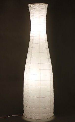 Trango 1231L Design Reispapier Stehlampe *SWEDEN* Reispapierlampe *HANDMADE* Stehleuchte mit weißem Lampenschirm inkl. 2x E14 LED Leuchtmittel, Form: Rund, Höhe: 125cm, Wohnraumlampe, Standlampe von Trango