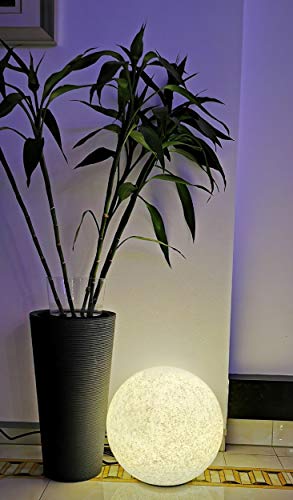 Trango 1er Set 300G IP65 Gartenkugel 30cm ? in Granitstein-Optik *NATURE* inkl. ca. 5 Meter IP44 Kabel mit 1x E27 Fassung, Kugelleuchte, Gartenleuchte, Leuchtkugel, Außenleuchte ohne Leuchtmittel von Trango