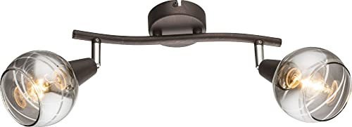Trango 2-flg. 1010-25SD Deckenleuchte Schwarz-Optik schwenkbar *WOW* inkl. 2x 3-Stufen dimmbar LED-Leuchtmittel 3000K warmweiß Deckenlampe mit Design rauchigen Glasschirmen Wohnzimmer Deckenstrahler Trango 2-flg. 1010-25SD Deckenleuchte Schwarz-Optik schwenkbar *WOW* inkl. 2x 3-Stufen dimmbar LED-Leuchtmittel 3000K warmweiß Deckenlampe mit Design rauchigen Glasschirmen Wohnzimmer Deckenstrahler von Trango