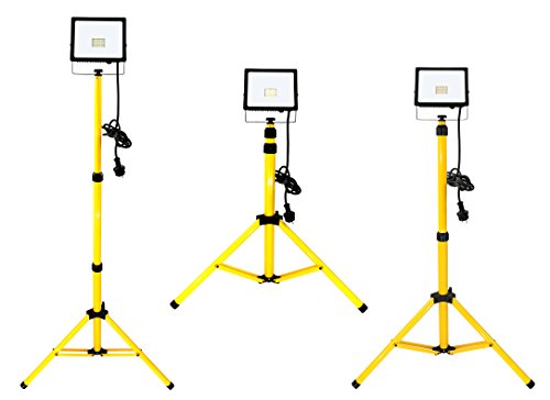 Trango 20 Watt LED Arbeitstrahler G1504-203 Baustelle Strahler Fluter Flutlicht Baustrahler 20Watt - 2700K warmweiß inkl. 3m Zuleitung inkl. Stativ mit Höhenverstellbar 66-170cm von Trango