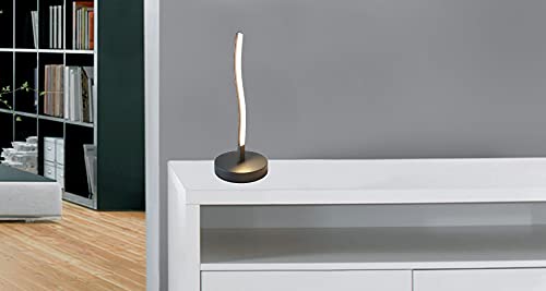 Trango 2017-91A Design Deko-Tischleuchte wellenförmige in Schwarz-Anthrazit *WAVE* Lichtleiste Tischlampe Nachttischlampe Lampe 5 Watt - 400 Lumen LED Leuchtmittel 3000K warmweiß von Trango