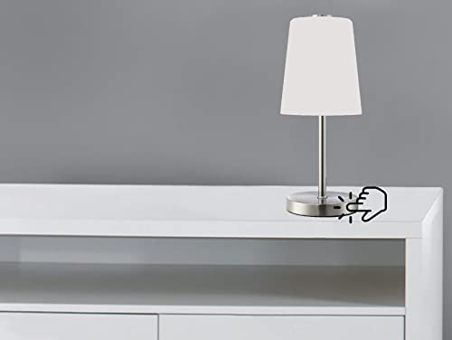 Trango 2017-95T LED Schreibtischlampe stufenlos dimmbar Nickel matt Glasschirm satiniert *BOSTON* Tischleuchte, Nachttisch & Fensterbank Lampe inkl. 1x 5 Watt LED Modul 3000K warmweiß von Trango